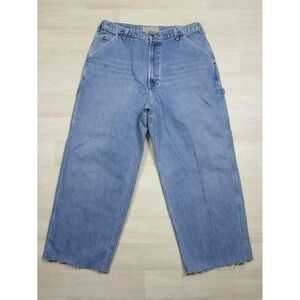 Vintage Abercrombie & Fitch Workwear Dungarees Carpenter Jeans USA Made 34x27